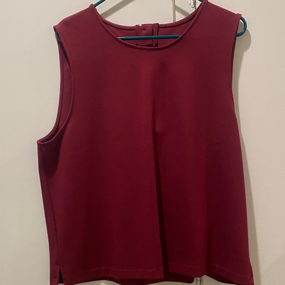 J Crew Sleeveless Burgundy Top with back rhinestone buttons